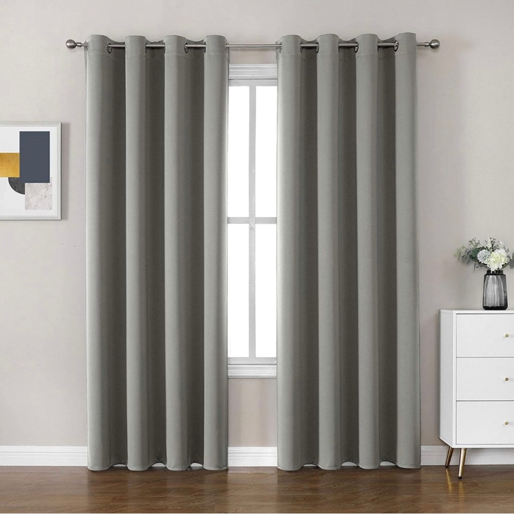 Room darkening curtains, 2 panels, light gray
